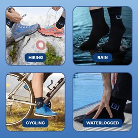 The Wudhu Socks: Non-Leather, Waterproof, Breathable & Anti-Odor Socks for Ablution & Outdoor Activities [Unisex] (Medium, Jet Black)