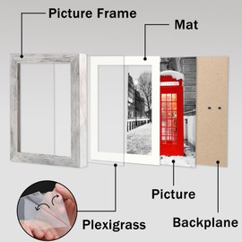 White 5x7 Picture Frames Set of 2 Display Pictures 4x6 with Mat or 5x7 without Mat for Wall and Tabletop Photo Frame