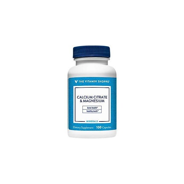 Calcium Citrate & Magnesium – Mineral Essential for Healthy Bones & Teeth – Well Absorbed Form of Chelated Calcium, 189mg Per Serving of Magnesium (100 Capsules) by The Vitamin Shoppe