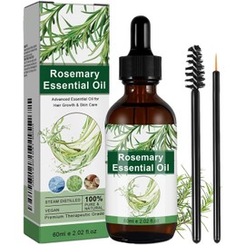 Aceite de Romero 60ml Cuidado Cabello Cejas Pestañas Barba Piel 100% puro orgánico, nutre el cuero cabelludo y la piel, ideal para cabello, cejas, pestañas y barba.