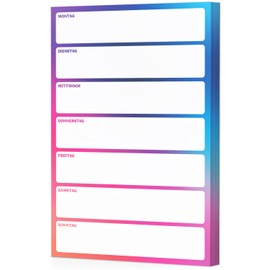 Fantastino® A5 Weekly Planner Pad - 66 Sheets (for 15 Months), Colourful Weekly View with Colour Gradient without Fixed Date. Tear Off Notepad for Appointments, Tasks, Reminders