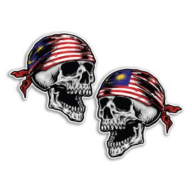 2 x 15cm Malaysia Skull Vinyl Stickers - Malaysian Flag Cool Biker Car Travel Holiday Pirate Patriotic Luggage Scrapbooking Sticker #82136