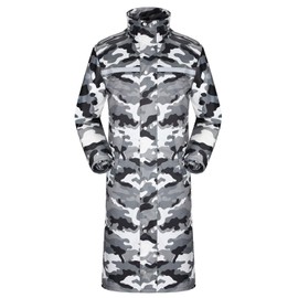 iCreek Raincoat Waterproof Long Rain Jacket Lightweight Rainwear Reflective with Packable Hood for Men Women Adults (XL, Gray Camouflage)