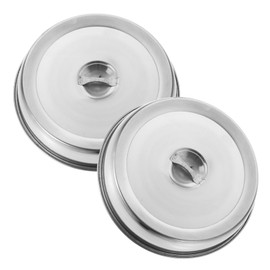 Healeved 2Pcs Stainless Steel Steak Cover, 24cm Round Griddle Dome, Dust-Proof Food Protective Cover for Indoor and Outdoor Bbq, Kitchen Use, Silver