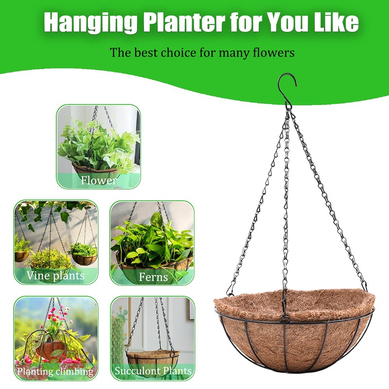 EIMQUVW 4 Pack Hanging Planter Basket Outdoor Large Hanging Flower