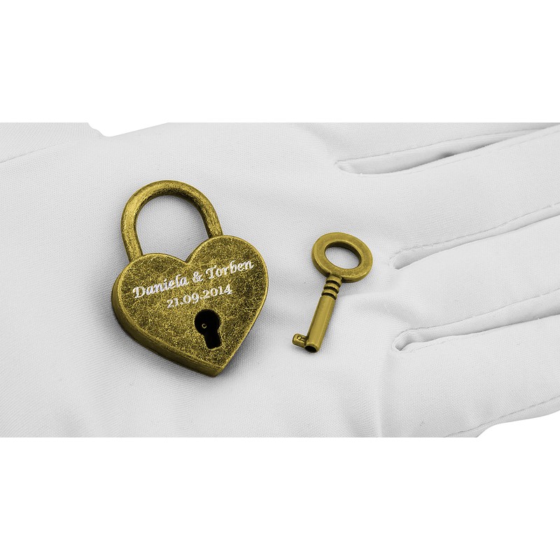 Hanessa Love Lock Engraved Heart Padlock with Key with Your