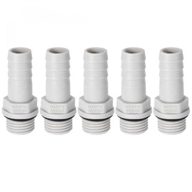 sourcing map PVC Barb Hose Fitting Connector Adapter 10mm or 25/64" Barbed x 1/4" G Male Pipe 5pcs