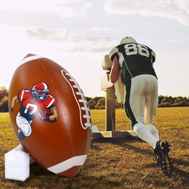 Bencailor 2 Pcs Giant Football Party Decoration Jumbo Inflatable Football with Tee Set for Game Large Blow up Footballs for Sport Birthday Party Indoor Outdoor Lawn Yard Decor(59 Inch)