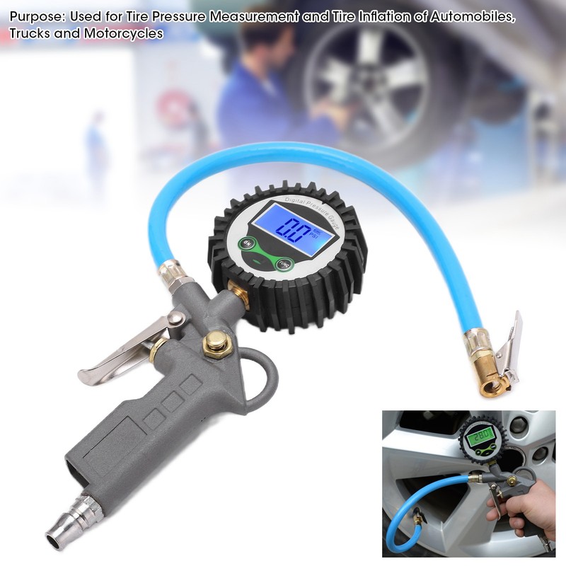 Digital Tire Inflator Pressure Gauge Backlight 0‑230PSI Zinc Alloy Meter