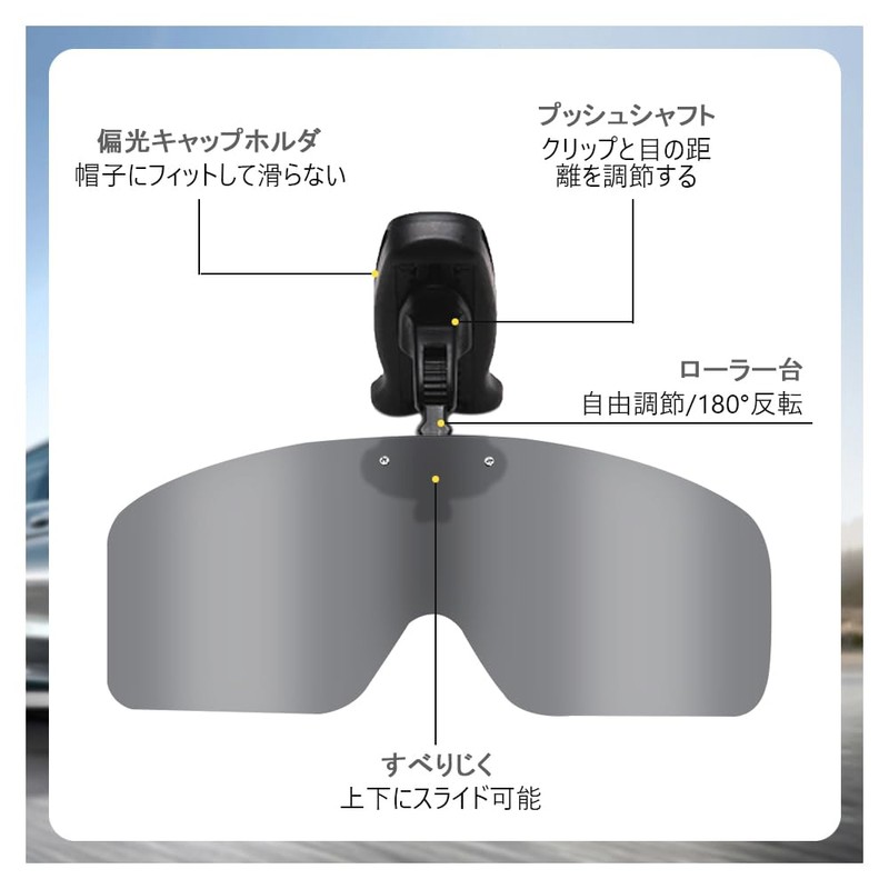 [Lukeyarm] Polarized Sunglasses Clip On Hat Sunglasses Hat Pop Up