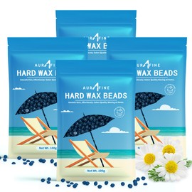 AURAFINE Waxing Beads, 400 g Wax Beads Hair Removal for Sensitive Skin, Streak-free Wax Beads for the Whole Body, Brazilian Bikini Wax, Face, Arms, Pack of 4