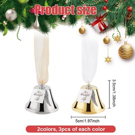 WEBEEDY 6 Pcs It's A Wonderful Life Christmas Angel Bell Ornament Bell Christmas Bell Ornaments for Xmas Tree Angel Bell Decoration with Ribbons