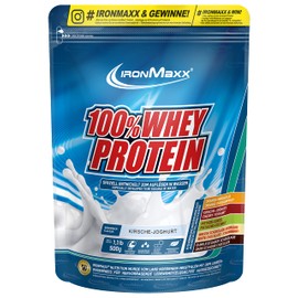 IronMaxx 100% Whey Protein Pulver - Kirsche Joghurt 500g Beutel | zuckerreduziertes, wasserlösliches Eiweißpulver aus Molkenprotein | viele verschiedene Geschmacksrichtungen