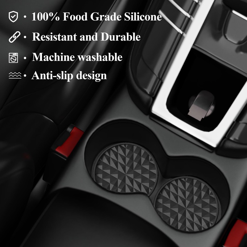 Wingcases Car Coasters Silicone [4 Pack] 2.75in Universal Mats Non-Slip,