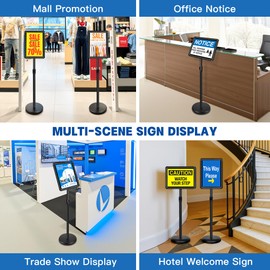 VAIIGO 6 Pack Sign Stand for Display - Adjustable 8.5x11 Inch Floor Standing Sign Holder, Pedestal Poster Stand for Vertical&Horizontal View, Indoor&Outdoor Use for Business, Mall, Restaurant - Black