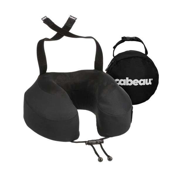 Cabeau Evolution S3 Travel Pillow – Straps to Airplane Seat – Ensures Your Head Won’t Fall Forward – Relax with Plush Memory Foam – Quick-Dry Fabric Keeps You Cool and Dry (Jet Black)…