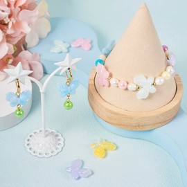 FASHEWELRY 80Pcs Acrylic Butterfly Beads Assorted Cute Pony Beads Glitter Kawaii Animals Beads Bulk Colorful Kandi Bracelet Beads for Necklaces Jewelry Making