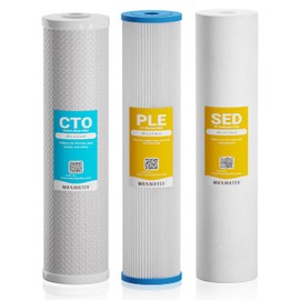 (3 Pack) 20" x 4.5" BB Whole House Pleated Sediment, CTO Carbon and Polypropylene Sediment Replacement Water Filters Works with 20" BB Whole House Water Systems