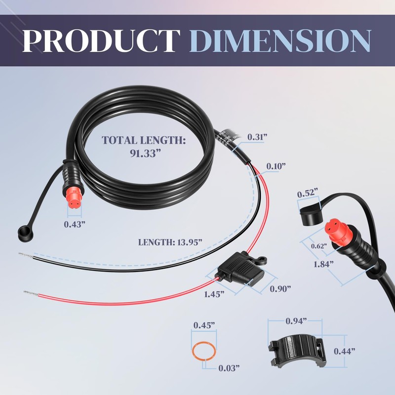 010-11425-01 Threaded Power Cable 6ft./1.8m - fit for Garmin GLS,