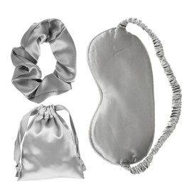 NOLITOY 3pcs Sleep Eye Mask Set with Hair Scrunchies and Luxury Drawstring Pouch Contoured Light Blocking Sleeping Cover for and Travel Comfortable Fit for Migraine and Dry Eyes