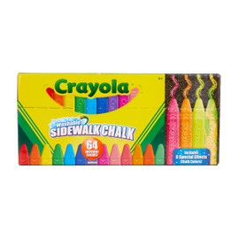 Crayola Ultimate Washable Chalk Collection (64ct), Bulk Outdoor Sidewalk Chalk for Kids, Anti-Roll Sticks, Outdoor Activities & Toys for Kids, Ages 3, 4, 5