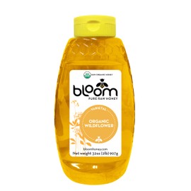 Bloom Honey 100% Pure Organic Raw Unfiltered and Unpasteurized Raw Honey (WILDFLOWER, 32oz)