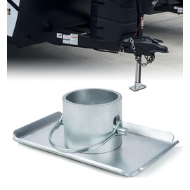 Aupar Trailer Jack Foot Plate with Pin Base, 5000lbs Capacity RV Jack Foot Pad Compatible with Boat Trailer Jack Tongue Parts, Boat Hitch Camper, RV, A-Frame Boat - Silver