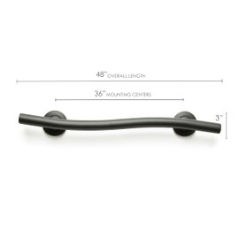 Seachrome 48" Designer Wave Shaped Shower Grab Bar, Matte Black (GW-3548-QCR-MB)