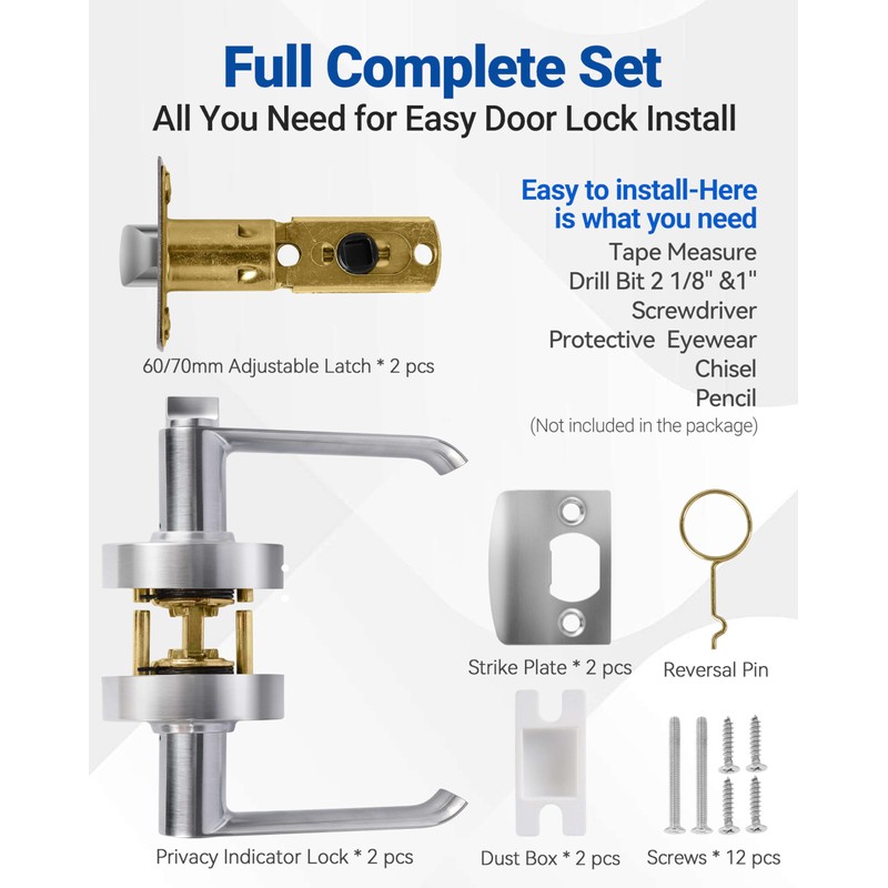 Toqraft Bathroom Privacy Lever Lock with Large Vacant/Occupied Indicator (2