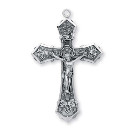 Sterling Silver Grape Vine Rosary Crucifix Cross Christian Pendant Necklace