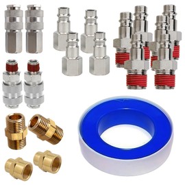 PRITOK 19 Pcs 1/4" BSP Euro Air Fitting Air Line Connectors: Air Coupler Set, Euro Style Hose Compressor Fittings, Air Compressor Fittings, Thread Quick Release Connector for Pneumatic Tools