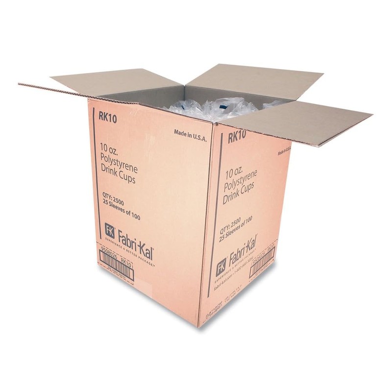 RK Ribbed Cold Drink Cups, 10 oz, Plastic, Clear, 100/Sleeve,