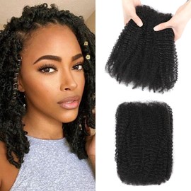 Humistwbiu Afro Kinkys Bulk Human Hair for Dreadlocks Extensions Repair Locs/Twists/Braids 4C Afro Kinky Curly Human Hair 1 Pack 50 Gram Nature Black Color 12 Inch