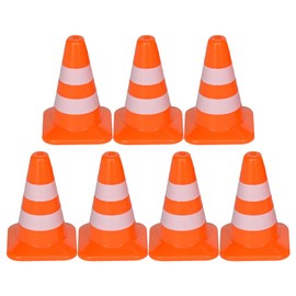 TOYANDONA 7Pcs Mini Traffic Cones, 1. 37 inch Play Traffic Signs Safety Cones Mini Road Signs Toy for Kids Street Signs Playset