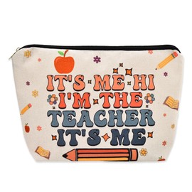 Funny Teacher Makeup Bag Gifts for Women Its Me Hi Im The Teacher Birthday Gift from Student Novelty Teacher Cosmetic Bag Appreciation Gifts for Teacher Graduation Gifts for New Teacher Supplies