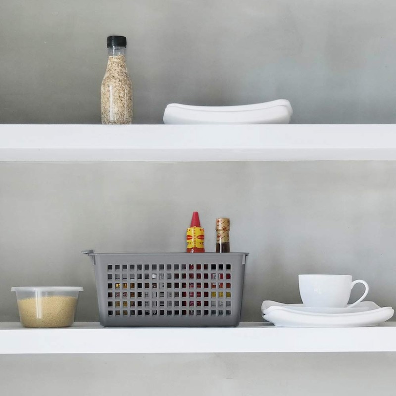 Doryh Plastic Baskets for Organizing, Grey, Set of 4