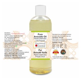 Greenwood Essential Pure Avocado Oil (Persea Americana) Natural Therapeutic Quality Cold Pressed 200 ml (6.76 oz)