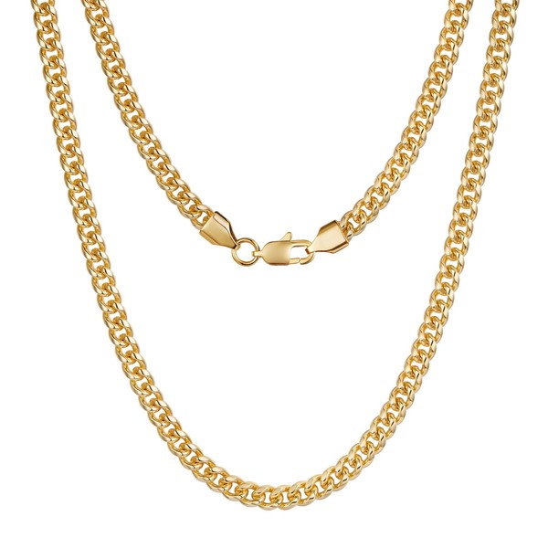 VEXXS Men's Gold Chain, 14K Real Gold Plated Miami Cuban