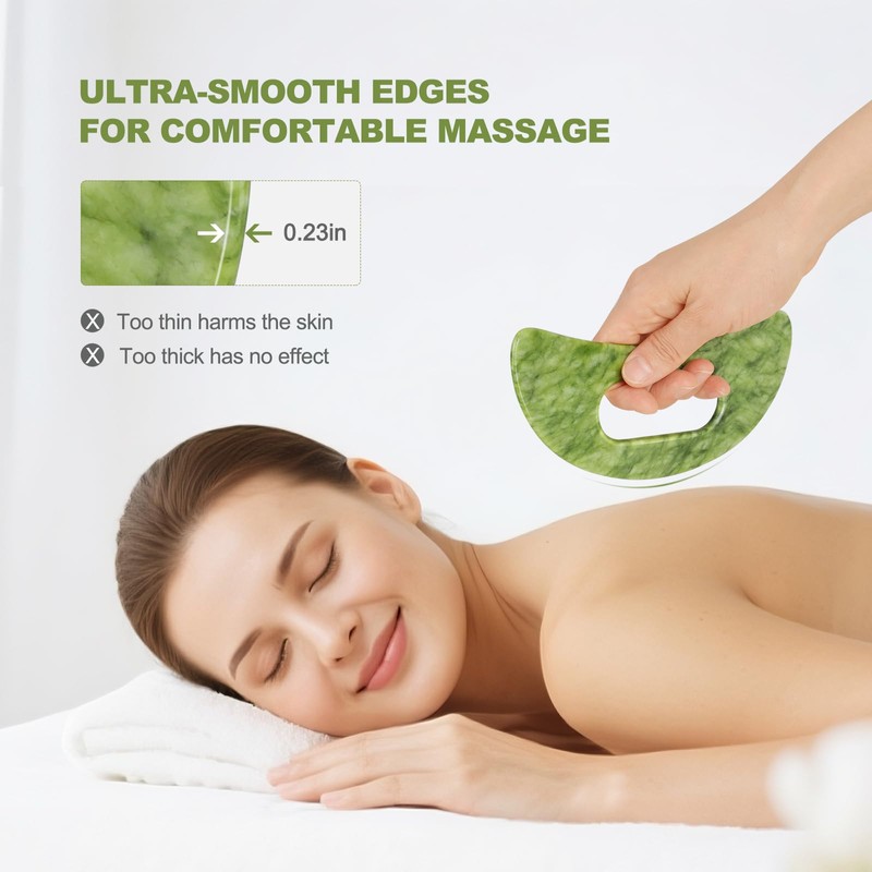 3 PCS Jade Stone Gua Sha Set Face Massager, Body