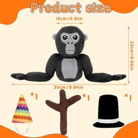 HOVCEH Gorilla Tag Plush, Soft Gorilla Cuddly Toy for Game Fans Gift, Cute Gorilla Day Monkey Plush for Children Adults to Play, Collect & Cuddle (Black)