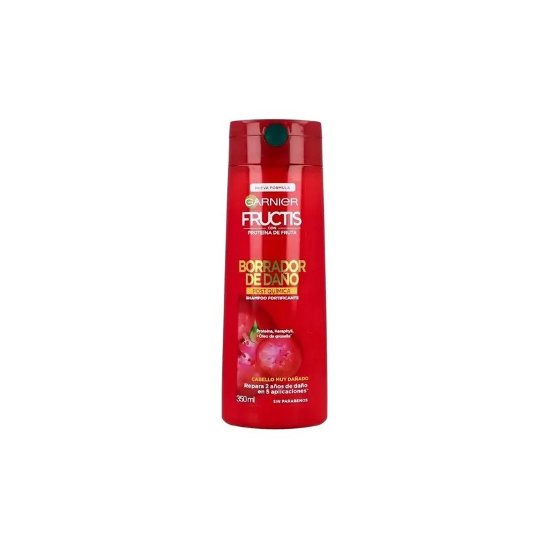 Garnier Fructis Shampoo Borrador De Daño Postquimica 350ml