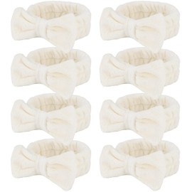 Ondder Diadema De Spa Para Lavarse La Cara, Paquete De 8, Diademas Para El Cuidado De La Piel Para Mujeres Y Niñas, Bandas Para La Cabeza Con Lazo Bonito 8 Unidades (Paquete De 1) Beige