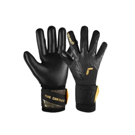 Reusch Pure Contact Infinity Junior Goalkeeper Gloves for Children, Ideal for Artificial Grass, Black/Gold, 6