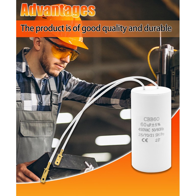 60uf & 400vac/450vac Motor Capacitor Fits for Rotary Global Hydraulics