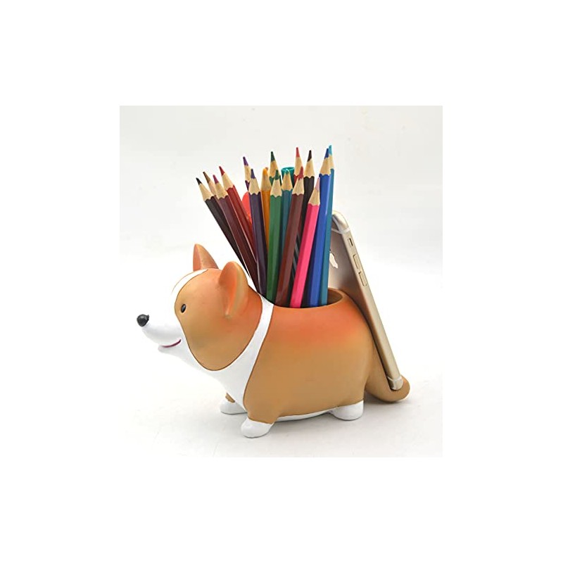 MONMOB Creative Cute Desk Accessories Corgi Pen Pencil Holder with
