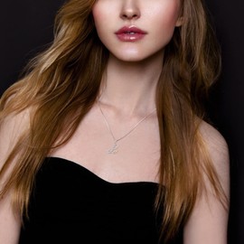 STARCHENIE Initial Necklace for Women Sterling Silver Letters 26 Alphabet Pendant Rose Flower Jewelry Gifts for Mom Wife Daughter Sisters-L