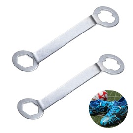 WTUSGA Track Spikes Wrench, 2 Pcs Dual Interface Aluminum Non-Slip Shoes Adjustment Tool Sports Tool for M5 Soccer Shoes, Silver