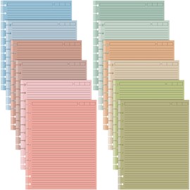 PerKoop 12 Pack 480 Sheets Colored Discbound Refill Paper 8.5 x 11 Inch College Ruled 11 Disc Letter Size Lined Paper Multicolored Notebooks for Refill Journaling(Soil Color)