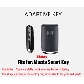 HIBEYO for New Mazda Key fob Cover Leather Smart 3 Button Key Case for Mazda 3 Alexa CX4 CX5 CX8 2019 2020 2021 2022 2023 Accessories- with Macaron Keychain(White)