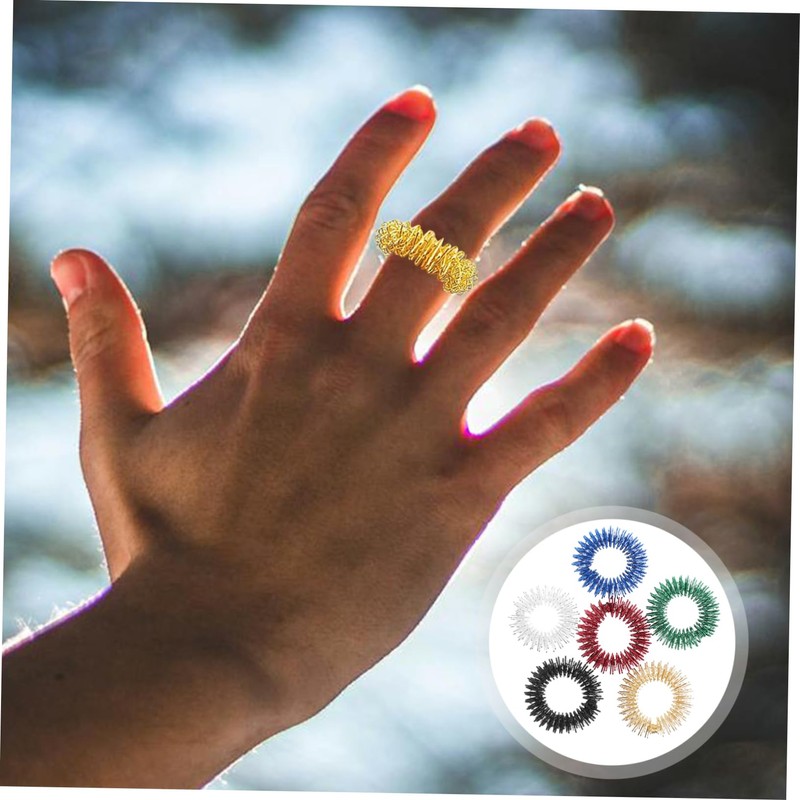 ORFOFE 6pcs Accupressure Rings for Boys and Girls Adults Toys